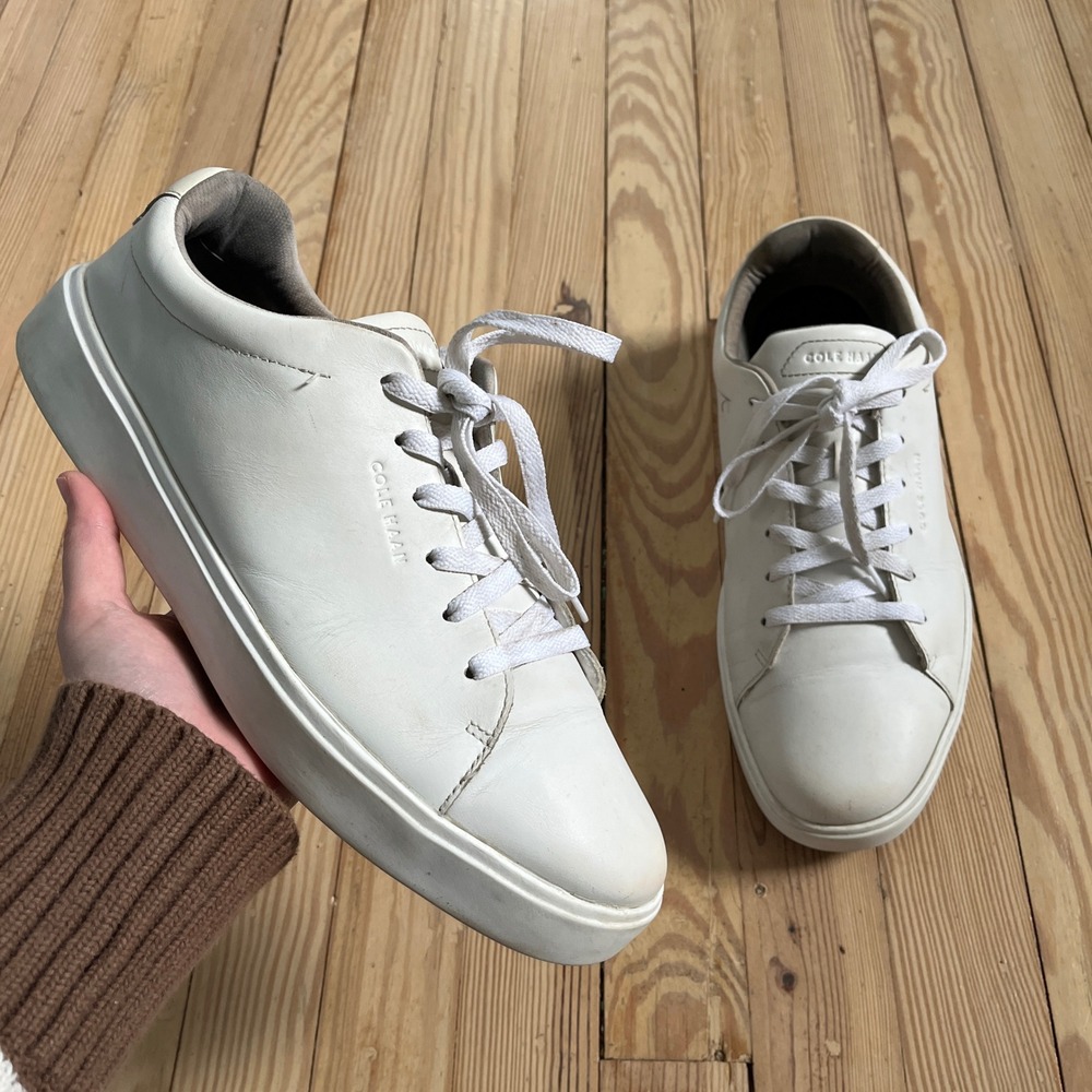 Cole Haan Grand Crosscourt Sneakers Mens 13 White Leather Low Top C36656 preppy